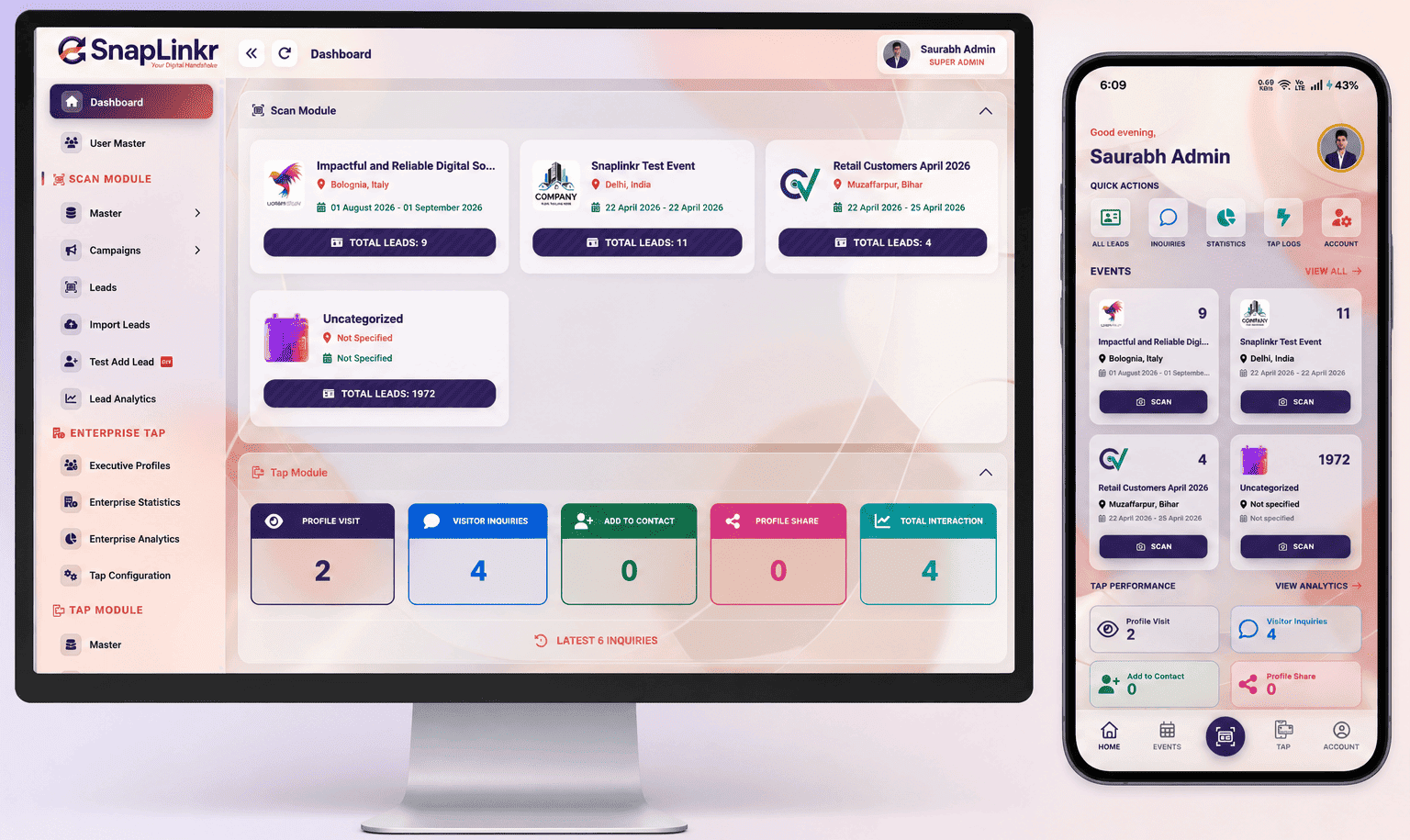 SnapLinkr 2.0 (Web & Mobile App) - Laravel Enterprise Web Application